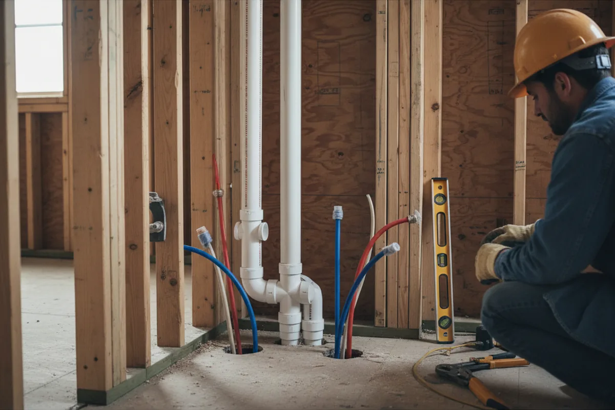 Drain and supply rough-in during Toilet Repair and Installation in Newman