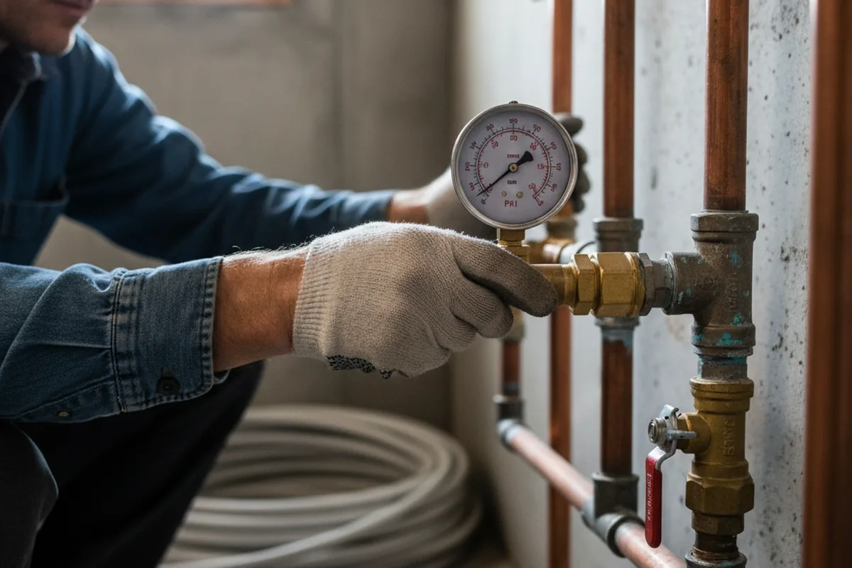 Pressure testing a repaired line during Water Line Repair in Newman